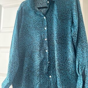 Zara Teal Leopard Print Men's Shirt